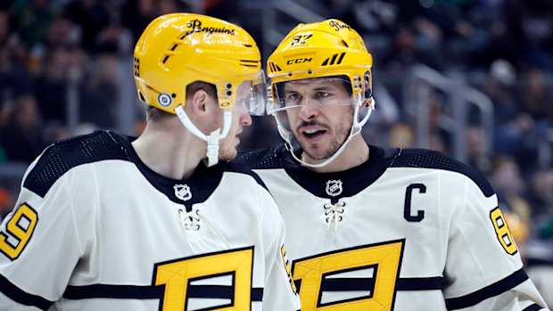 Former Pittsburgh Penguins winger Jake Guentzel and Penguins captain Sidney Crosby